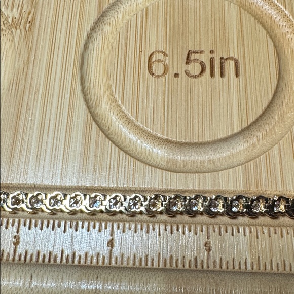 S Tennis CZ Gold over 925 Sterling Silver Bracelet - Picture 9 of 17